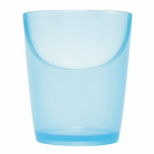 OKABE YOSHOKKI 岡部洋食器 斜口杯 耐熱80℃ 日本生產 容量70cc 材質軟質PP, 藍色, 1個