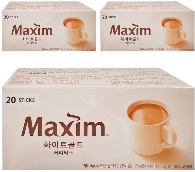 Maxim 麥心 白金經典三合一咖啡, 11.7g, 20條, 3盒