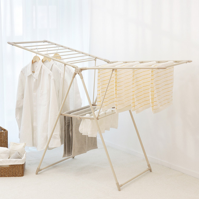 코멧 튼튼한 분체스틸 2단 건조대, 크림