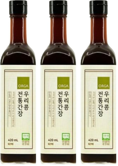 올가홀푸드 우리콩 전통간장, 420ml, 3개