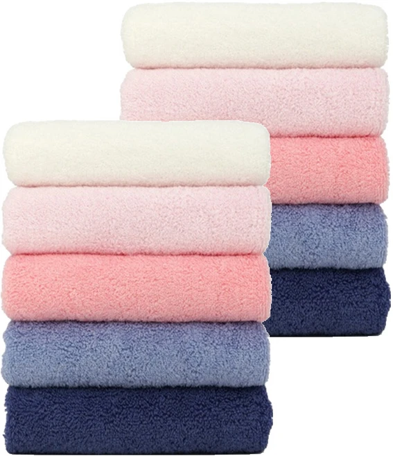클라우망 심플리 세면타월 150g 40수 코마사, 화이트, 연핑크, 진핑크, 연블루, 진블루, 10개 - 쿠팡
