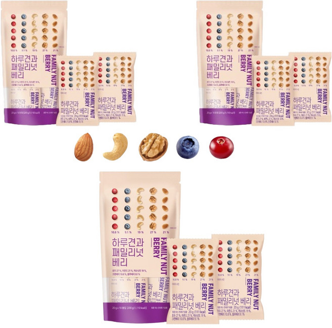 하루견과 패밀리넛 베리 10p, 200g, 3개