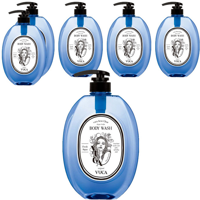 뷰카 아크네 클리어 여드름 완화 바디워시 프레시 아쿠아향, 1.05L, 6개