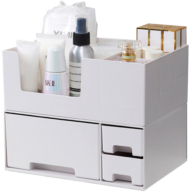 GUNU 심플디자인 서랍식 화장품 정리함, 그레이, 1개