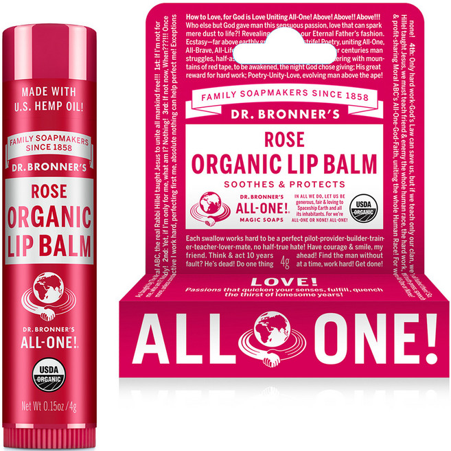 닥터브로너스 립밤, 로즈, 4g, 1개