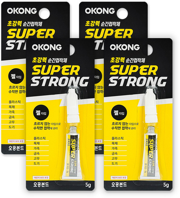 오공 순간접착제 슈퍼스트롱 젤타입 5g, 4개