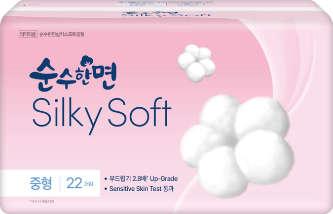 순수한면 실키소프트 생리대, 중형, 22개입, 1개