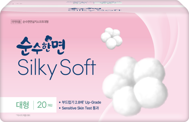 순수한면 실키소프트 생리대, 대형, 20개입, 1개