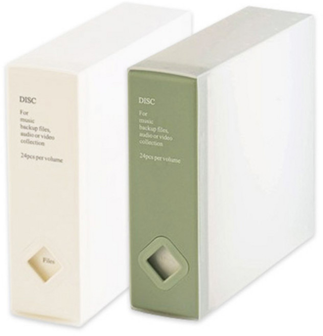 림스테일 앨범형 CD DVD 케이스 보관함 2종 세트, 화이트 + 그린, 1세트