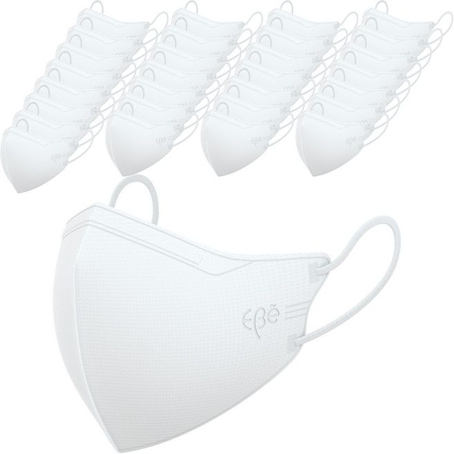 이비에 더세로 새부리형 대형 마스크 성인용 KF80, 30개입, 2개, 화이트