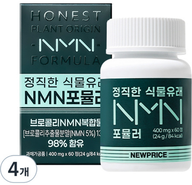 뉴프라이스 정직한 식물유래 NMN 포뮬러 24g, 4개, 60정