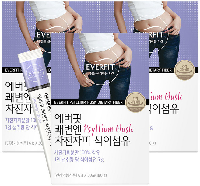 에버핏 쾌변엔 차전자피 식이섬유, 180g, 3개