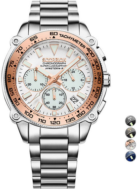 스콜피온시계 남성용 슈퍼루미 크로노그래프 메탈시계 45.7mm SP3529M