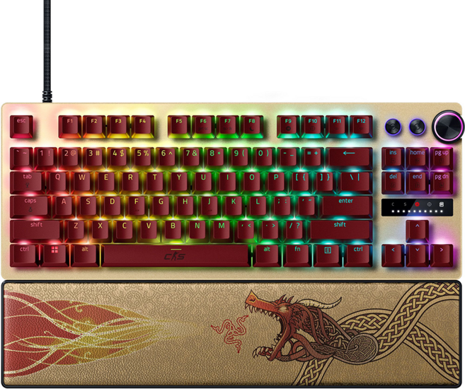 RAZER 雷蛇 Huntsman 獵魂光蛛 V3 PRO TKL 電競鍵盤 (英文/CS2 聯名款), 金色, RZ03-04982100-R3M1, 類比式光軸