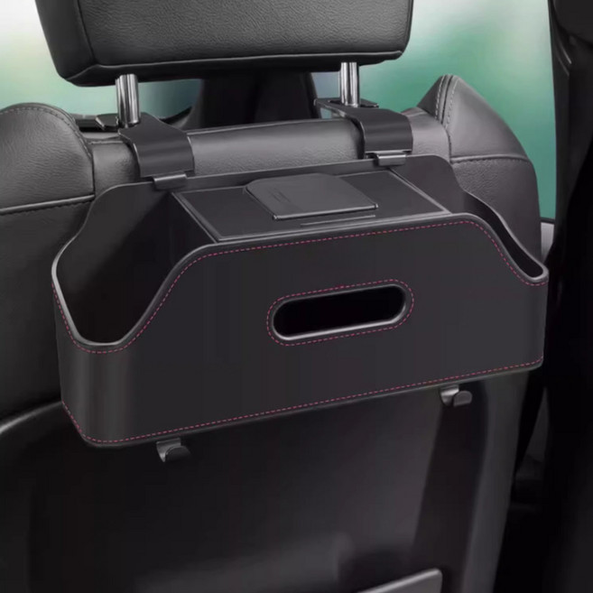 오토크루 차량용 뒷자석 헤드레스트 올인원 컵홀더 수납 정리함 AC-T05, 1개, 블랙
