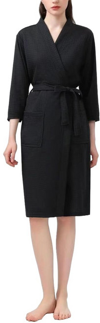 원이네 커플 와플 샤워 가운 XL, 블랙, 1개