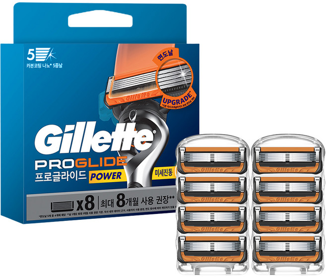 신형 질레트 프로글라이드 파워 면도날, 8개입, 1개