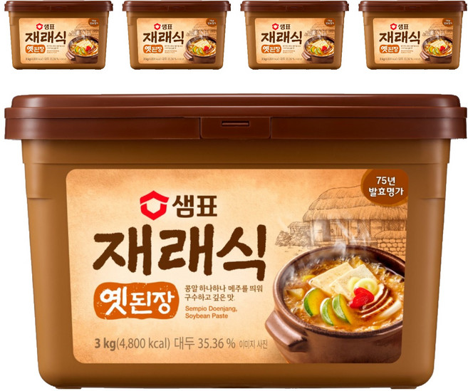 샘표 재래식 옛된장, 3kg, 5개