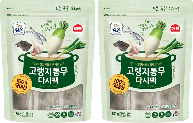 해표 고랭지통무 다시팩, 150g, 2개