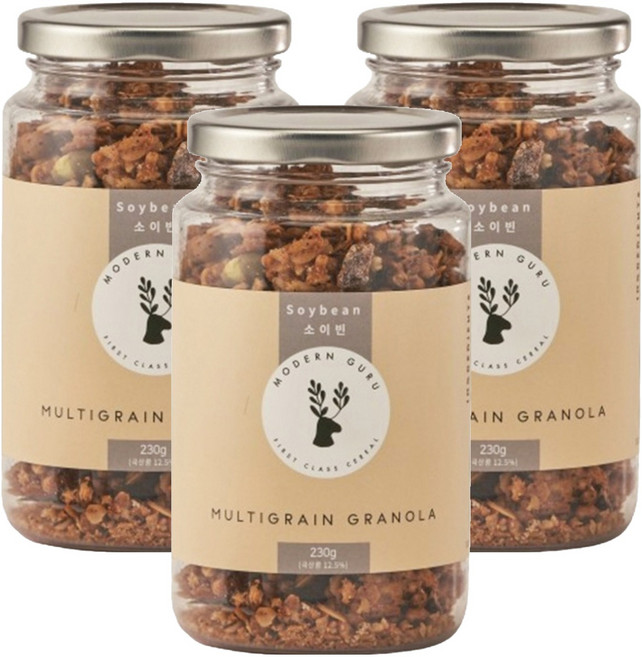 모던구루 멀티그레인 소이빈 그래놀라 시리얼, 230g, 3개