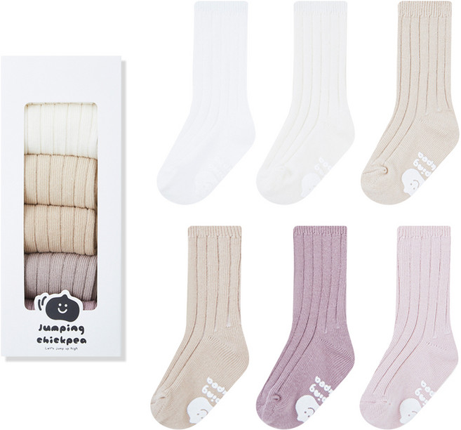 점핑칙피 유아용 롱 골지 양말 6종 + 선물 패키지 세트