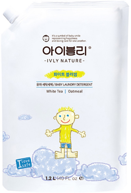 아이블리네이쳐 오트밀 성분 유아세제 화이트 블러썸향, 1개, 1.2L