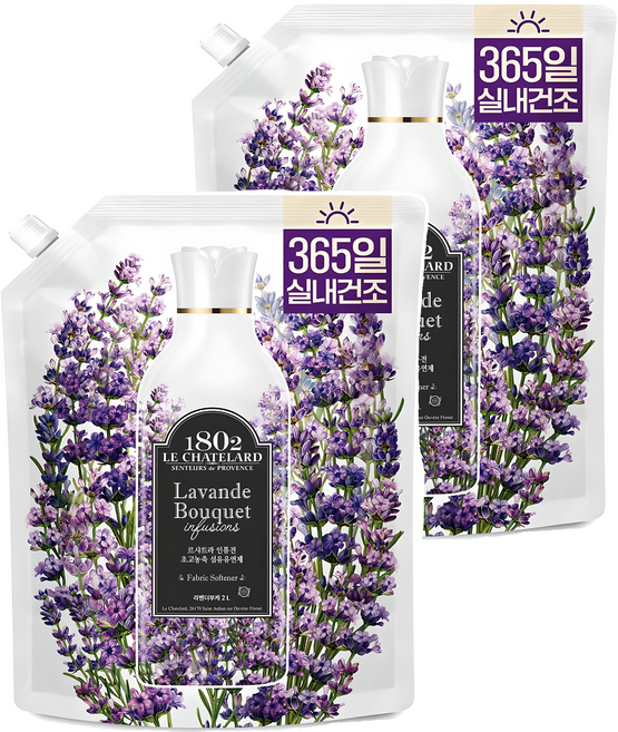 르샤트라1802 인퓨전 초고농축 섬유유연제 라벤더부케향 리필, 2L, 2개