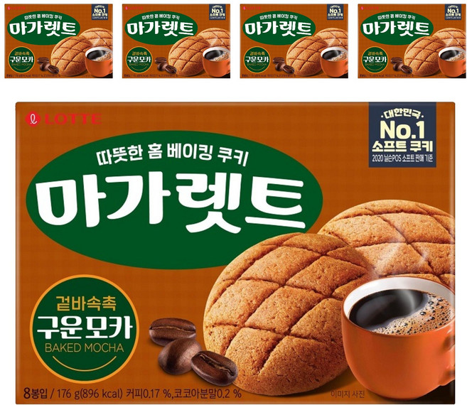 LOTTE 樂天 瑪格麗特菠蘿餅乾 烘焙摩卡口味, 176g, 5盒