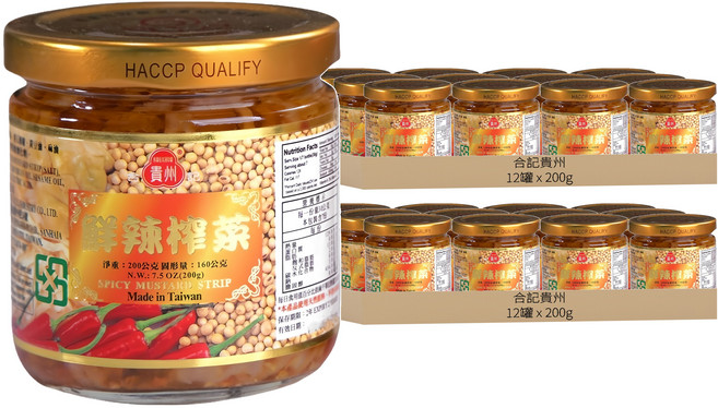 合記貴州 貴州 鮮辣榨菜, 200g, 24罐