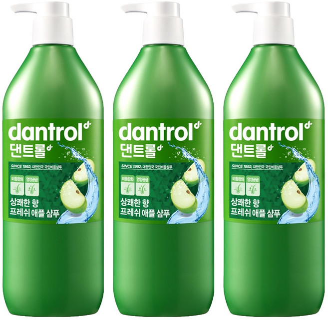 댄트롤 프레쉬 애플 샴푸 상쾌한 향, 820ml, 3개