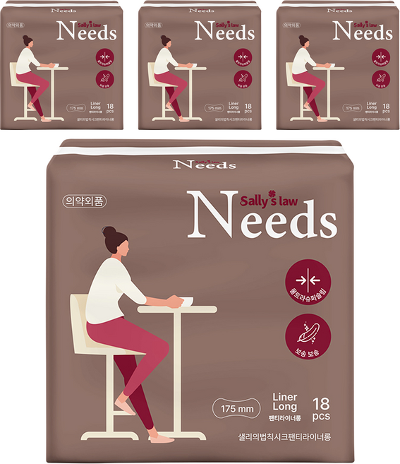 샐리의법칙 니즈원 팬티라이너, 롱, 18개입, 4세트