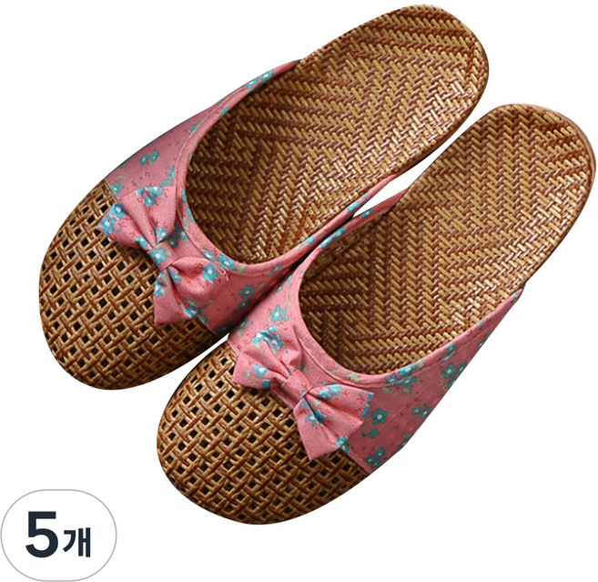 앤티스 썸머 라탄 논슬립 여성 거실화, 진핑크, 5개