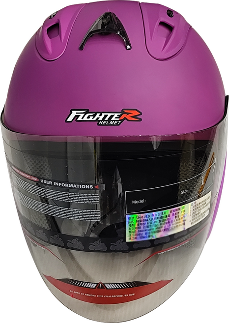 FIGHTER HELMET 露臉式安全帽 含一層護目鏡 R3A6, 消光深紫/淺紫