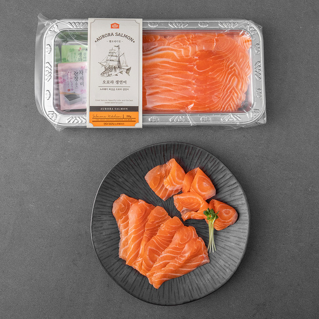 쌜모네키친 노르웨이산 오로라 생연어 횟감용(냉장), 200g, 1개