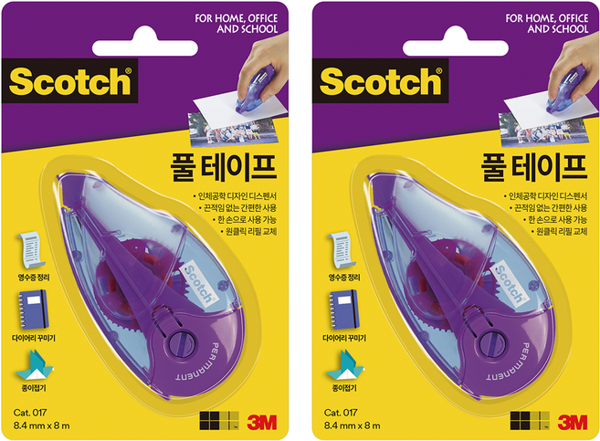 스카치 풀 테이프 8.4mm x 8m, 투명, 2개