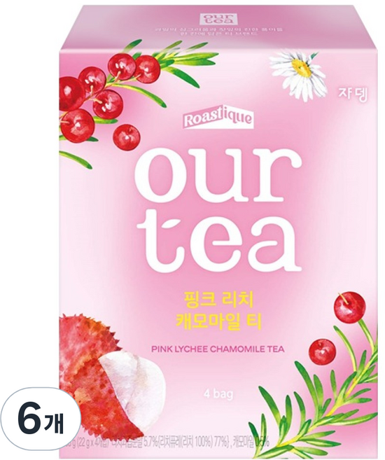 아워티 쟈뎅 핑크 리치 캐모마일 티, 22g, 4개입, 6개