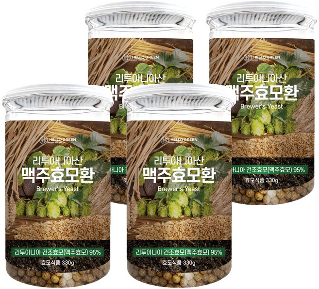 헬로우그린 리투아니아 맥주효모환 통, 330g, 4개