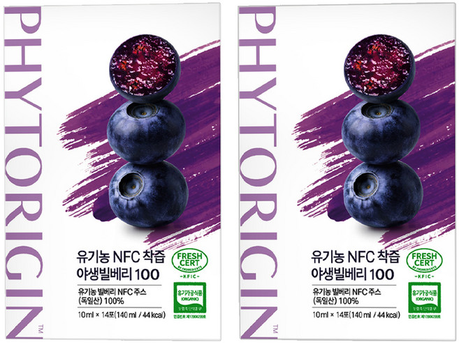 파이토리진 유기농 NFC 착즙 야생빌베리 100, 140ml, 2박스