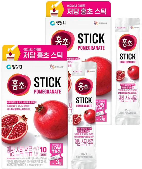 홍초 석류 저당 스틱 10p, 2개, 400ml