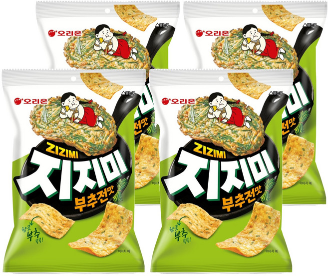 오리온 지지미 부추전맛, 58g, 4개