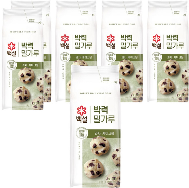 백설 박력 밀가루, 1kg, 6개