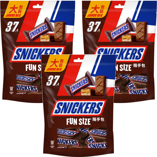 SNICKERS 士力架 花生巧克力隨手包, 666g, 3袋
