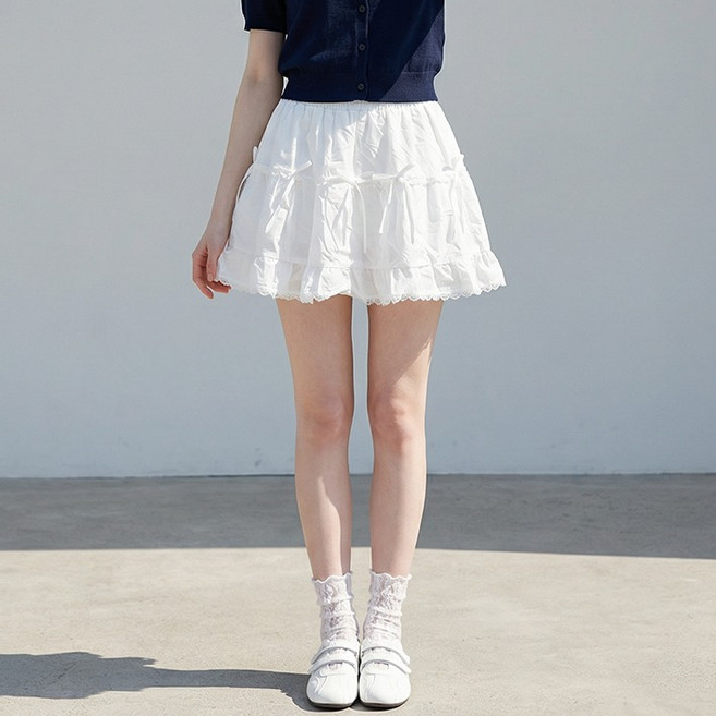 부루앤쥬디 여성용 리본 레이스 미니 스커트 BOSCMN502B