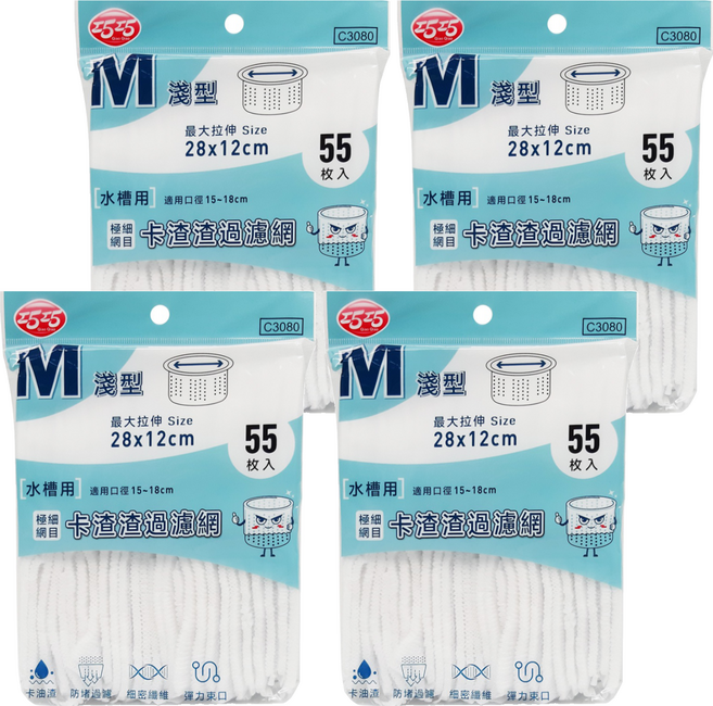巧巧 卡渣渣過濾網 M, 4包, 55個