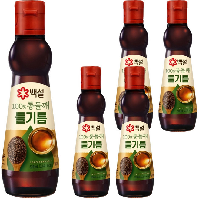 백설 100% 통들깨 들기름, 320ml, 5개