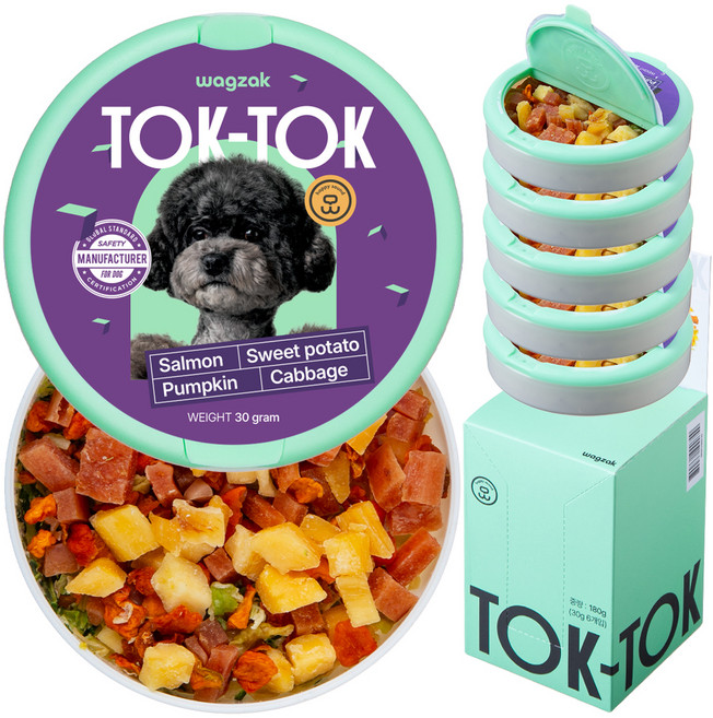 와그작 강아지 톡톡 미니 트릿, 혼합맛(연어/고구마/호박/양배추), 30g, 6개