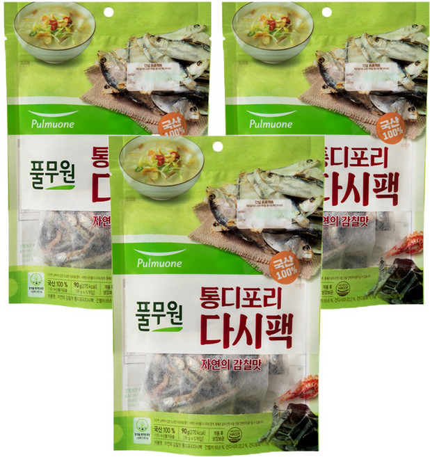 풀무원 통디포리 다시팩 5p, 90g, 3개