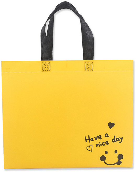 다용도 코팅 부직포 핸들 숄더백, 옐로우스마일, 30개