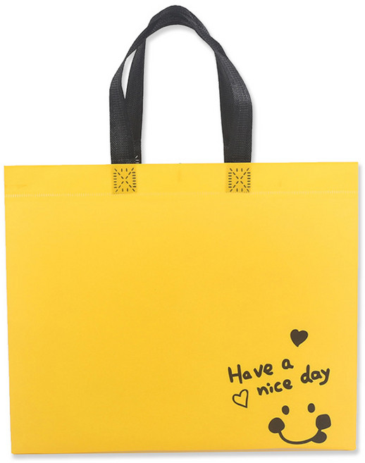 다용도 코팅 부직포 핸들 숄더백, 옐로우스마일, 50개