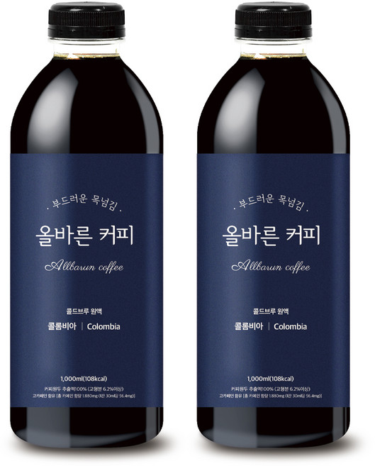 올바른커피 콜드브루원액 콜롬비아, 1L, 1개입, 2개